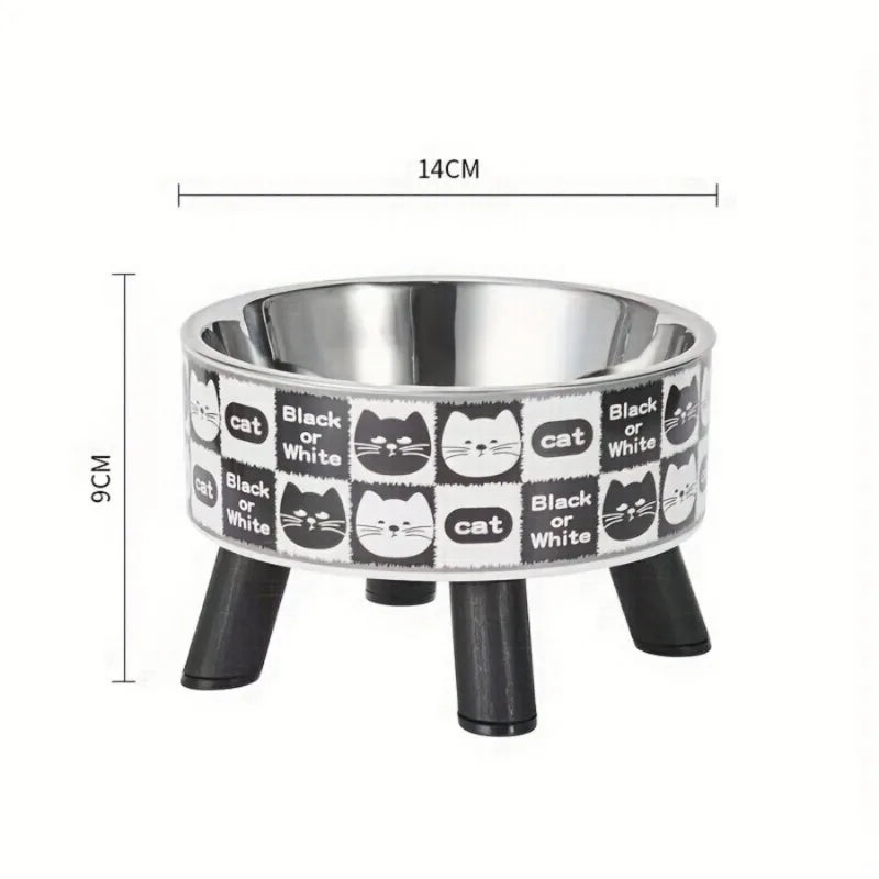 Elevated stainless steel cat bowl with neck protection design  1pc
