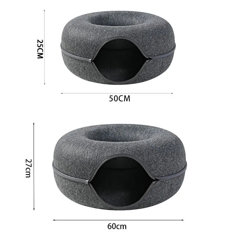 Donut Cat Bed Tunnel , Felt Indoor
